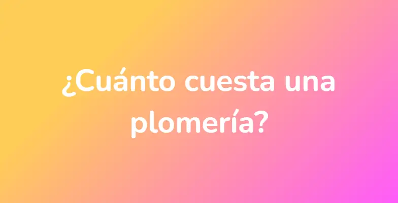 ¿Cuánto cuesta una plomería?