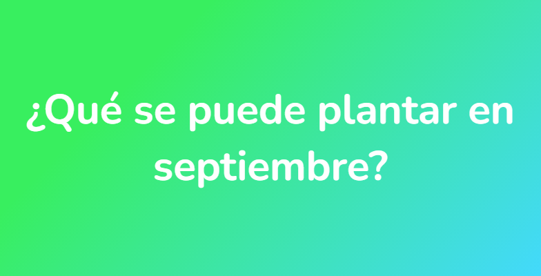 ¿Qué se puede plantar en septiembre?
