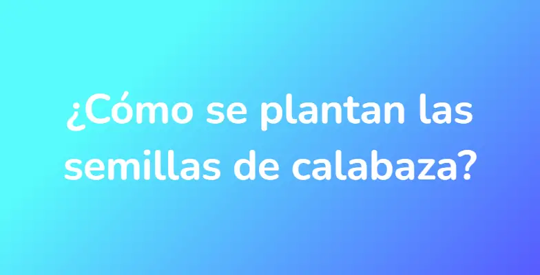 ¿Cómo se plantan las semillas de calabaza?