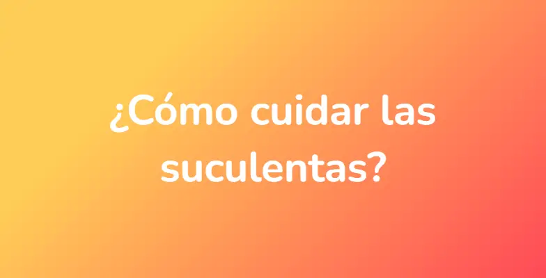 ¿Cómo cuidar las suculentas?