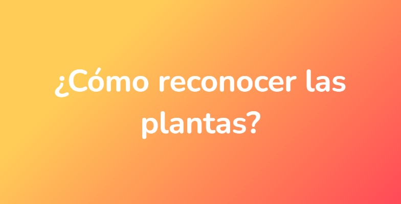 ¿Cómo reconocer las plantas?