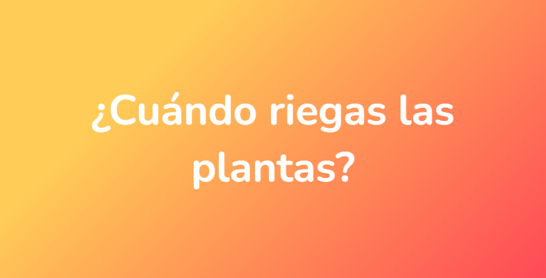 ¿Cuándo riegas las plantas?