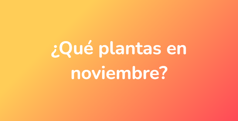 ¿Qué plantas en noviembre?