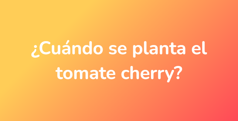 ¿Cuándo se planta el tomate cherry?