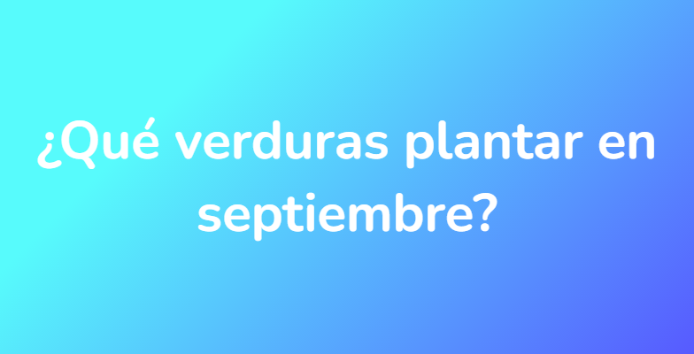 ¿Qué verduras plantar en septiembre?