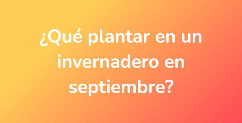 ¿Qué plantar en un invernadero en septiembre?