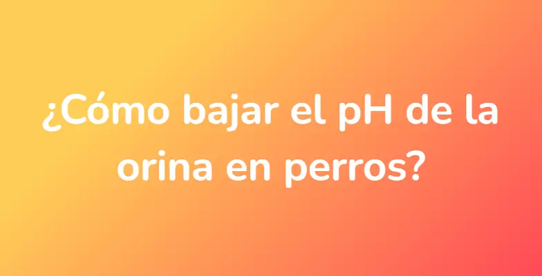 ¿Cómo bajar el pH de la orina en perros?