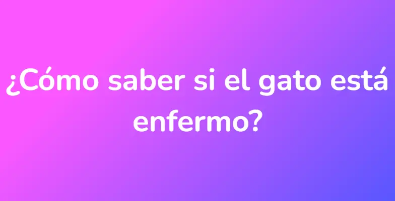 ¿Cómo saber si el gato está enfermo?