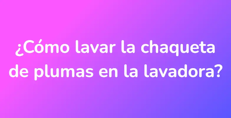 ¿Cómo lavar la chaqueta de plumas en la lavadora?