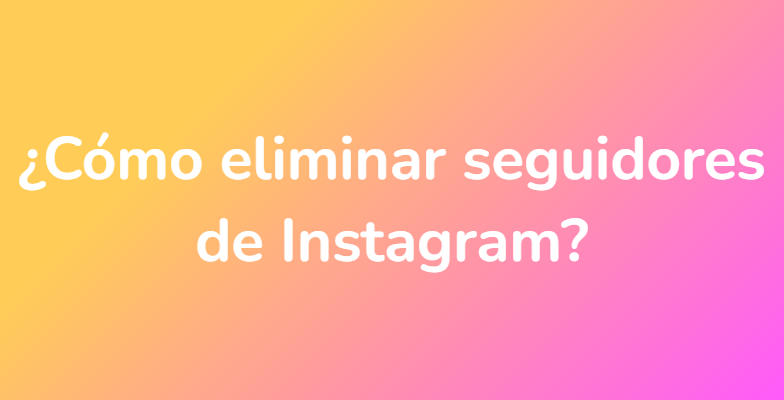 ¿Cómo eliminar seguidores de Instagram?