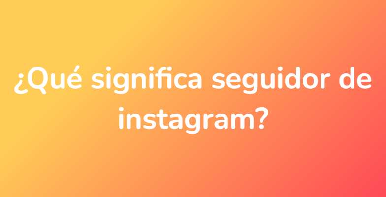 ¿Qué significa seguidor de instagram?