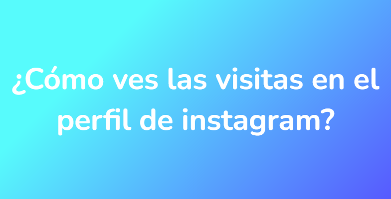 ¿Cómo ves las visitas en el perfil de instagram?