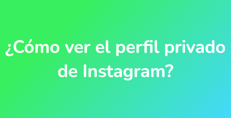 ¿Cómo ver el perfil privado de Instagram?