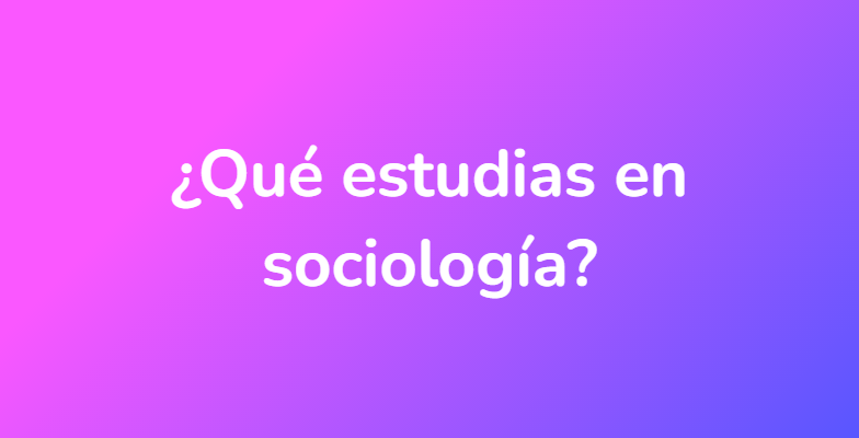 ¿Qué estudias en sociología?